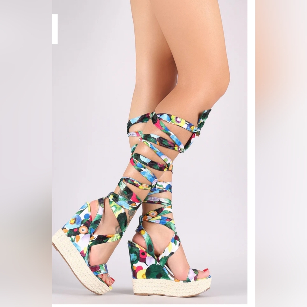 Shoe Republic LA Colorful Strappy Wedges
